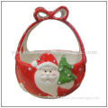 porcelain santa candy bowl with handle, christmas decoration